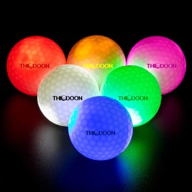 THIODOON New Glow in Dark Golf Balls Resettable Time LED Golf Ball Light up Golf Ball Night Golf Balls Glow Golf Balls 40 Hours Battery Life (6-Pack Multicolor)