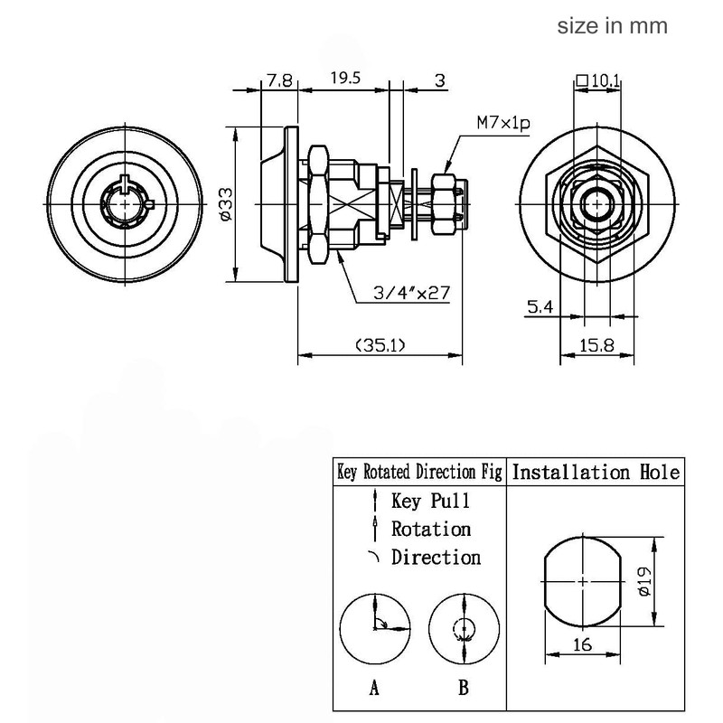 Gun Cabinet Original Homak Toolbox Lock 3/4" Replacement Lock Item#