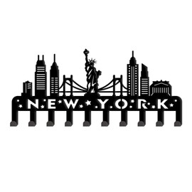 SUPERDANT New York City View Wall Hooks Statue of Liberty Key Holder Decorative Hooks Hangers Stainless Steel Hooks Wall Mounted Decorative with 10 Hooks for Key Hooks Hats