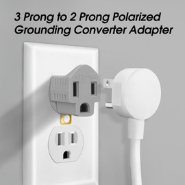 (3 Pack) 3-Prong to 2-Prong Adapter Polarized Grounding Converter 3 Pin to 2 Pin Power for Wall Outlets Plugs, Gray