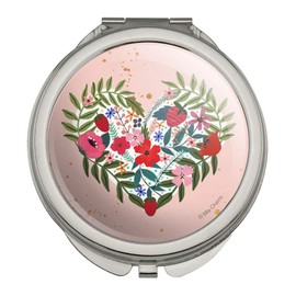 Flower Heart Love Valentines Day Compact Travel Purse Handbag Makeup Mirror
