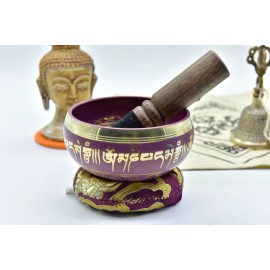 SNS Craft 4"Tibetan Beautiful MeditationYoga Mantra Singing Bowl Mallet,Silk Cushion Nepal