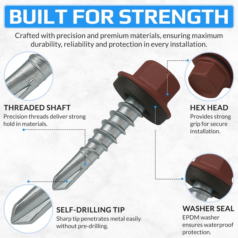 4.8 mm x 35 mm Roofing Screws, Hex Head Self-drilling