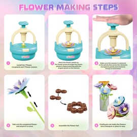 Plunack DIY Flower Craft Set Children, Flower Press Craft Toy Girls 4 5 6 7 8 Years Creative Flower Garden Craft Set Educational Art Set for Girls, Bouquet Gifts for Children 3+