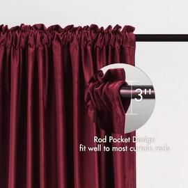 MIULEE Burgundy Velvet Curtains Thermal Insulated Blackout Curtain Christmas Drapes for Bedroom Living Room Darkening 90 Inches Long Curtains Panels Rod Pocket Set of 2