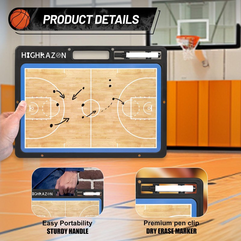 HIGHRAZON Dry Erase Basketball Clipboard for Coach, Premium Tactical Basketball