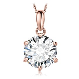 JewelryPalace Round Cut 1ct 2ct 3ct Cubic Zirconia Chain Pendant, Simulated Diamond Bridal Jewellery Set, Women's Silver 925 Necklace with Stone, Jewellery Girls for Women Rose Gold 45 cm, Gemstone,