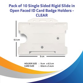 SafeHaven 10-Pack ID Badge Holders - Secure Slide-in, Rigid Plastic Card Holder for Lanyards - Horizontal Clear & Pass Protector, Perfect for IDs & Credit Card Size 86mm x 54mm