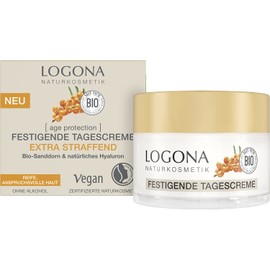 LOGONA Naturkosmetik Anti-Ageing Face Cream for Mature Skin, Firming Day Cream with Vegan Formula, with Organic Sea Buckthorn and Hyaluron, Age Protection, 50 ml