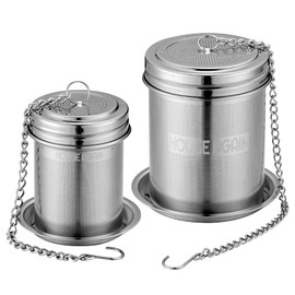 House Again Tea Infuser (2 Pack, Large + Small), Extra Fine Mesh Tea Strainers for Loose Tea, 18/8 Stainless Steel Tea Strainer with Extended Chain Hook, Tea Steeper