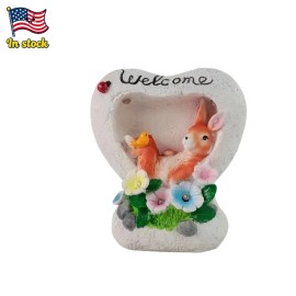 Solar-Powered Resin Garden Rabbit Statue | Auto-On/Off Lighting | Indoor/Outdoor Bunny DecorColor: like picture, Size: One Size