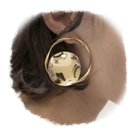 Doubnine Gold Statement Hoop Earrings Studs Metallic Minimalist Fashion Jewelry for Women (gold)