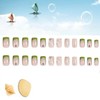 TBRZTR Press on Nails Short Square Green French False Nails
