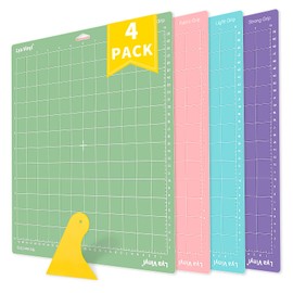 Cutting Mats for Cricut - Lya Vinyl 4 Pack Variety Cutting Mats 12x12, Cutting Mats for Cricut Vinyl(StandardGrip, LightGrip, StrongGrip, FabricGrip) for Cricut Explore Air Series & Cricut Accessories