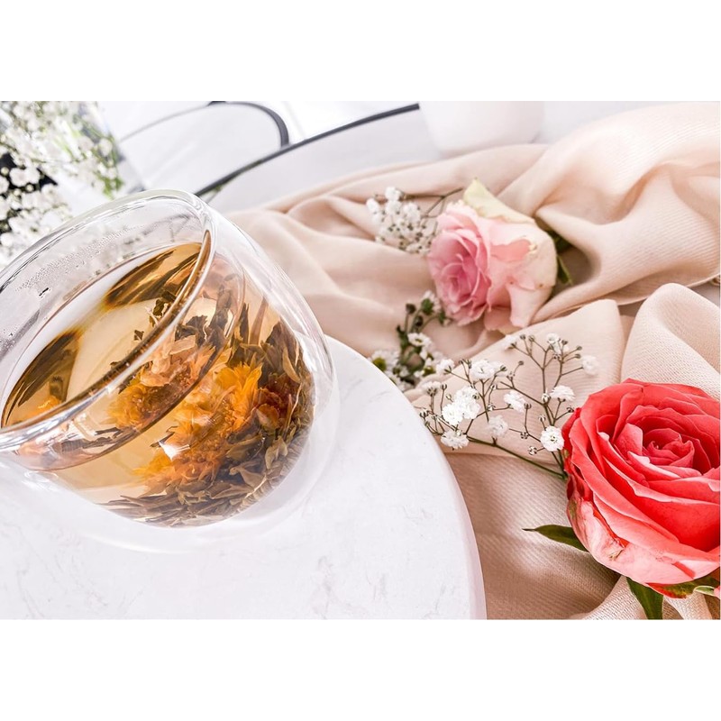 HerzensWahl Tea Flowers Gift Set with Pot | 6 x