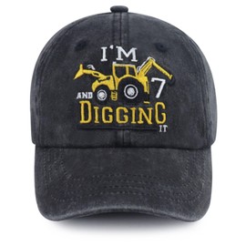 Tallngtha Gifts for 7 Year Old Girls, 7th Birthday Decorations Boy hat, Seventh Excavator Baseball Cap, Christmas Birthday Gifts for Kids Son Daughter Nephew