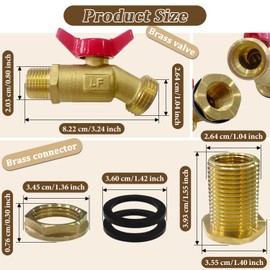 Brass Rain Barrel Spigot Kit Lead-Free Compliant Brass Garden Hose Valve+Brass Garden Hose Bulkhead Fitting for Rain Barrels Aquariums Water Tanks Tubs Pools Spigot