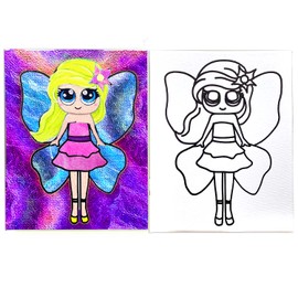 Pre Drawn Stretched Canvas Painting for Kids | Custom Fairy Theme | Birthday Gift Iris Rainbow Goddess Theme | Paint party favor | DIY Paint Kit) (11x14 Inches)