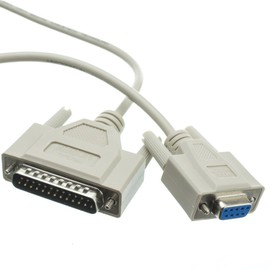 CableWholesale Null Modem Cable, DB9 Female to DB25 Male Serial Cable, UL Rated, 8 Conductor, Beige, DB9 Female to DB25 Male Serial Null Modem Cable, 25 Feet