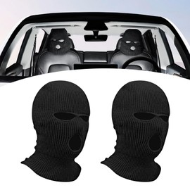 Crynod 2 PCS Car Seat Headrest Protector, 7.8" x 15.7" Facekini Shape Design Soft Breathable Knit Headrest Cover, Decorative Modification Accessories, Compatible with Most Car Models (Black)