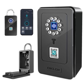 SFW NEW Smart Lock Box, Fingerprint Key Box Bluetooth Key Box with App Control & Passcode, Waterproof Wall Mounted & Door Hanging Security Key Lock Box for Home Realtor Office Home Warehouse