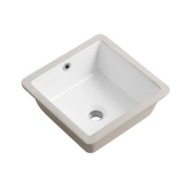 KDKSC 14 Inch Small Undermount Bathroom Sink White Ceramic Square Under Counter Bathroom Sink for Cabinet Porcelain Vanity Sink,Overflow Type (13.8"x13.8")