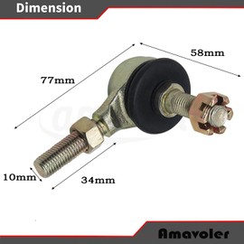 Amavoler 10-10mm Tie Rod Ball Joint (Left and Right Hand) Replacement Accessories Fit For 110cc Kazuma Roketa SunL TaoTao Coolster Chinese ATV Quad Four Wheeler Dirt Bike Go Kart Moped Scooter.
