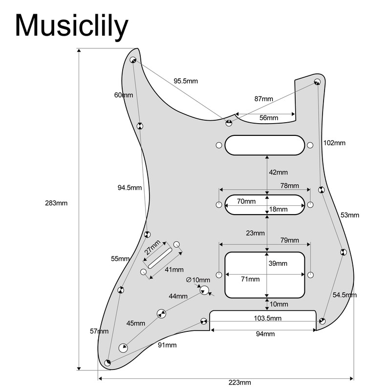 Musiclily Pro Left Handed 11-Hole Modern Style Strat HSS Guitar