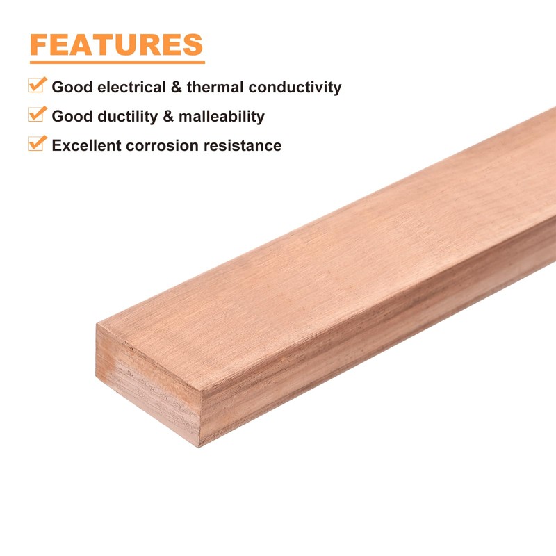 sourcing map Copper Flat Bar, 0.31 Inch Thickness x 0.98