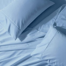 Royal Tradition Solid 650-Thread-Count, Cotton Blend, Set of 2 King Size Soft Wrinkle Resistant Pillow Cases, Blue