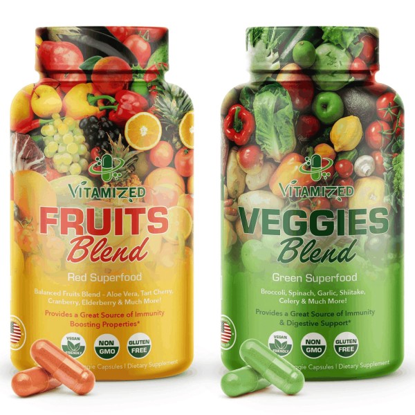 Vitamized Fruits and Vegetables Supplements With BioPerine Contains 38 Fruits