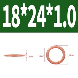 M18 Copper Flat Washer 18mm ID 24mm OD 1mm Thickness Metric Gasket 20pcs