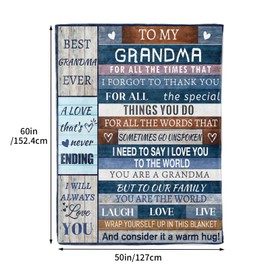 Grandma Gifts from Grandkids, Christmas Birthday Gifts for Grandma Soft Fleece Blanket, Grandma Gifts for Christmas from Granddaughter Throw Blanket 60x50inch(Blue Brown)
