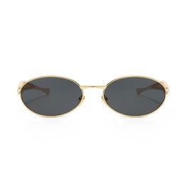 YAMEIZE Stylish Metal Oval Sunglasses for - Women Men Metal Frame Round Shade UV400 Protection Driving Outdoor (Gold Black)