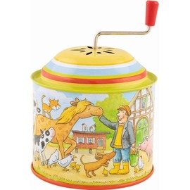 GoKi Musikspieldose, Bauernhof, Melodie: Old McDonald had a farm: H = 10.5 cm, Ø 8 cm, Blech, per Stück