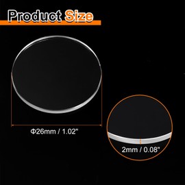 HARFINGTON Watch Crystal Glass Len 26mm Dia 2mm Thick Flat Round Clear Sapphire Glasses Watches Face Crystals Lens Replacement for Watchmaker Repair