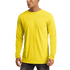 Rashguard for Men - Long Sleeve UV Sun Protection Shirts for Running, Workout, Fishing, Hiking, Gym - UPF Yellow