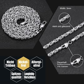 VEXXS Men's Chain 4/6 mm, 18K Gold Coated Stainless Steel Byzantine Gold Chain for Men, Women, Girls, Men, Boys, Hip Hop Jewellery Gift, 45–65 cm, Gold