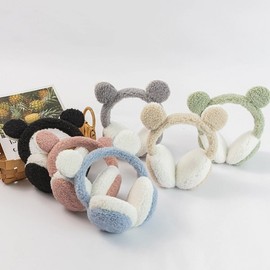 Teddy bear color fashion earmuffs earmuffs winter supplies ski resort children's headband Bear earmuffs/blue 3ea