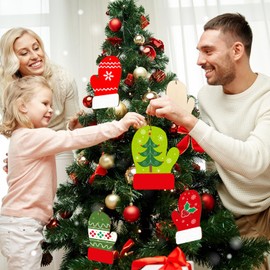 Large Size 7 inch Wooden Christmas Ornaments to Paint 10PCS, DIY Blank Gloves Cutouts Unfinished Wood Ornament for Crafts Hanging Christmas Decorations, Wood Discs Ornament for Home Autumn Winter