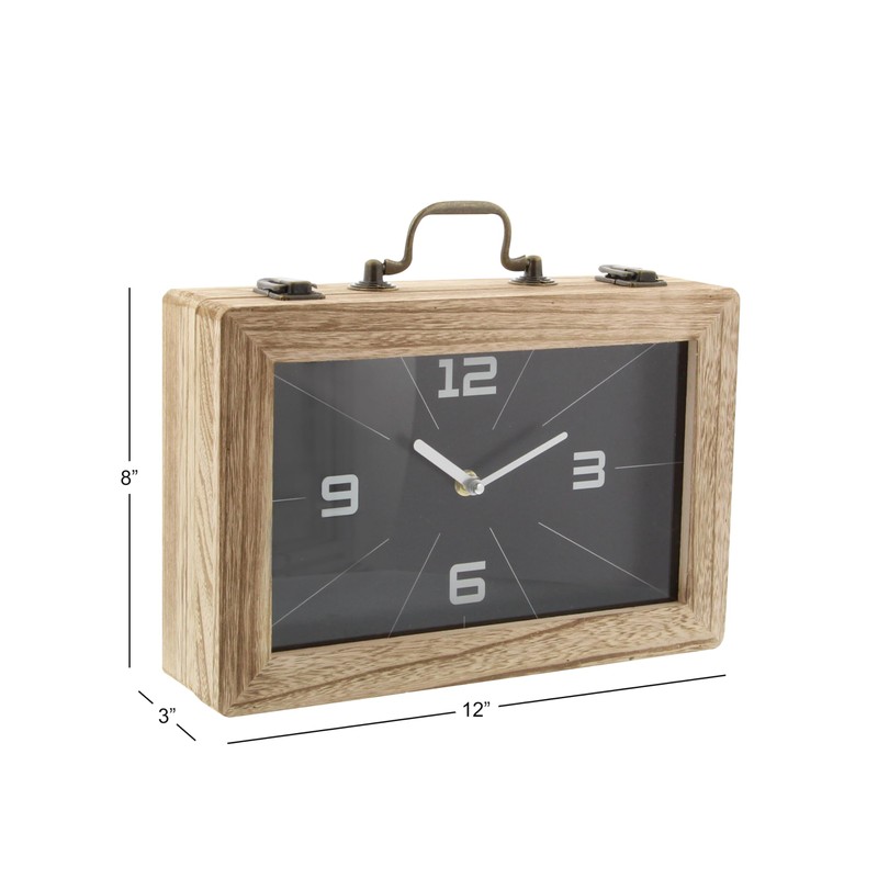 Deco 79 Wood Encased Clock, 12" x 3" x 8",