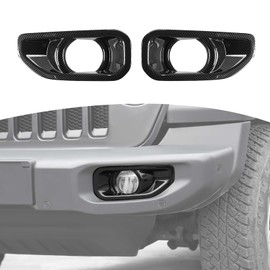 JOSHELA for Jeep JL Front Bumper Fog Light Cover Trim for Jeep Wrangler JL JLU 2018 up for Gladiator JT 2020 up Black Carbon Fiber Exterior Accessories 2pcs