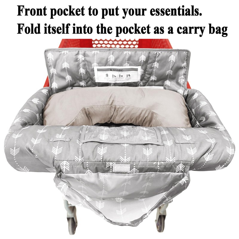 Soft Pillow Attached Waterproof 2-in-1 Baby Grocery Cart Seat Cover