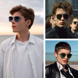 DUCO Reverse Lenses Square Sunglasses for Men Women,Retro Polarized Sun Glasses Classic Shades Double Bridge DC3046 (Gunmetal Frame Gray Lens)