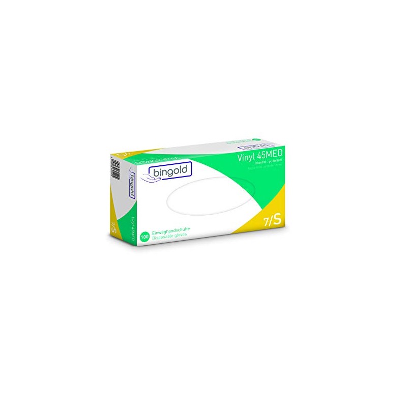 Disposable Vinyl Gloves 45MED Transparent Size S Pack of 100