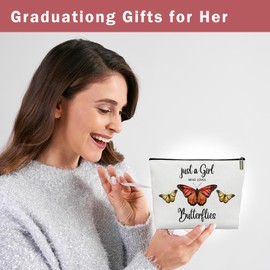 Butterfly Gifts for Women Makeup Bag, Butterfly Cosmetic Bags for Women, Birthday Graduation Gifts for Sister, Friends Zipper Pouch Bag, Butterflies Lover Gift for Women