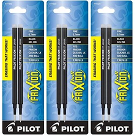 PILOT FriXion Gel Ink Refills for Erasable Pens, Fine Point, Black Ink, 6-Pack (14718)