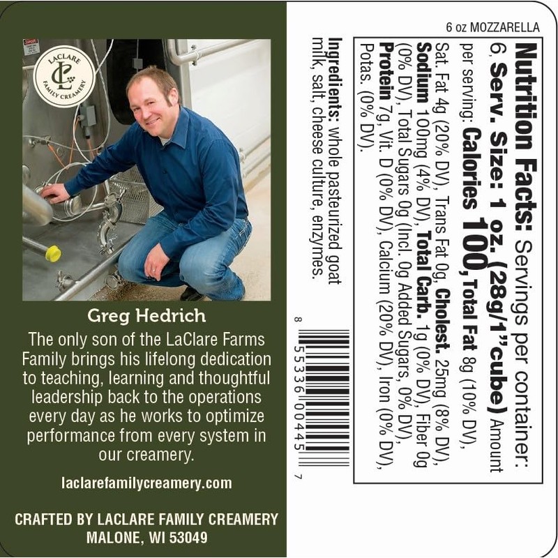 Laclare Creamery Goat Mozzarella Cheese (Case of 12)