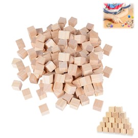 Pack of 100 Wooden Dice Decoration, 10 mm Small Wooden Cubes Blank for Crafts, Square Cubes, Natural, Craft Material for DIY, Painting, Crafts, Decoration