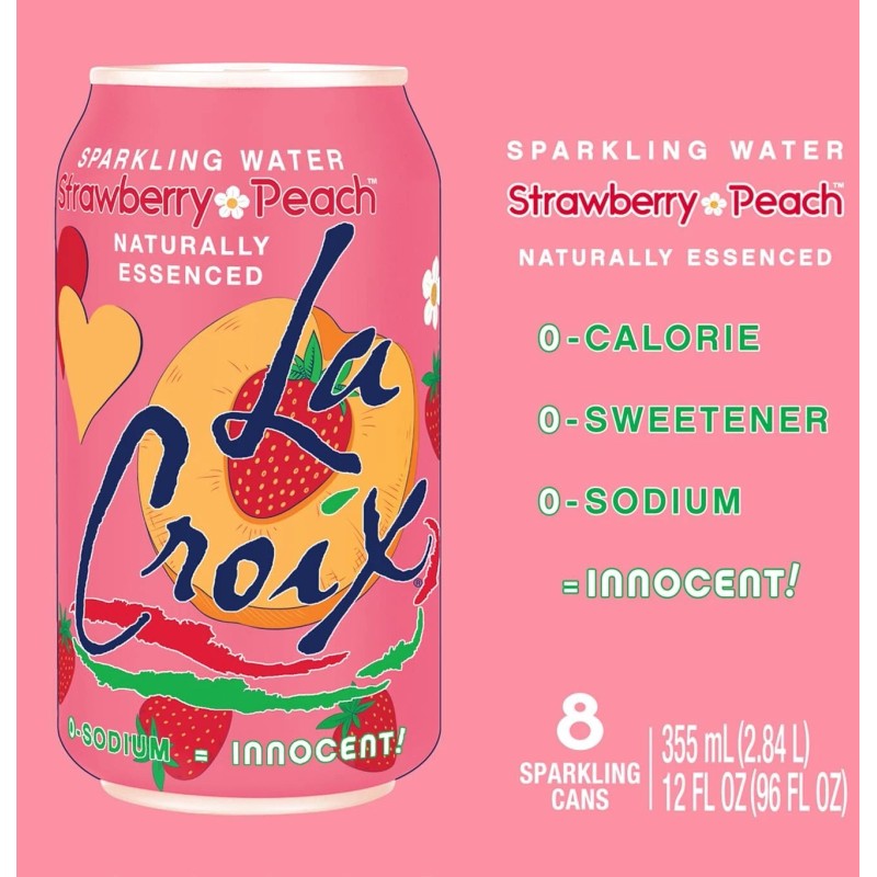 LaCroix Sparkling Water, Strawberry Peach, 12 Fl Oz (pack of